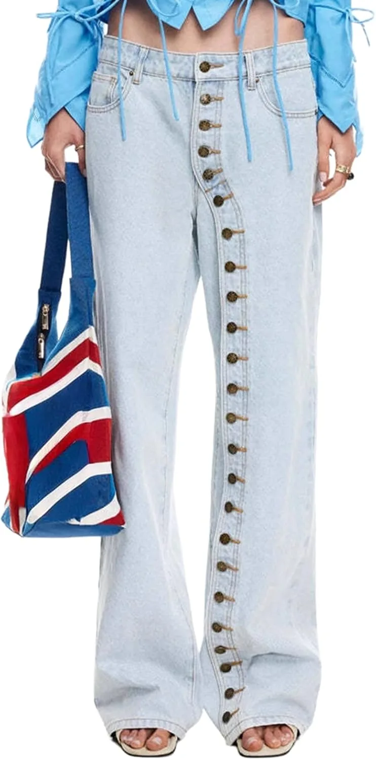 Женские джинсы low waist straight leg с декоративными пуговицами
Женские джинсы low waist straight leg с декоративными пуговицами