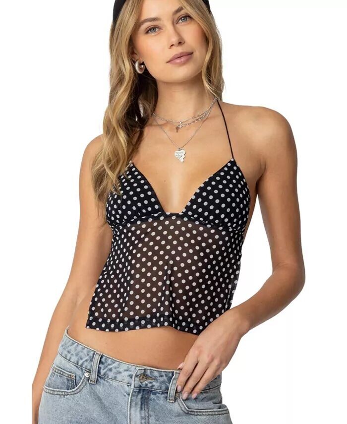 Женский шифоновый топ с открытой спиной в горошек Edikted, коричневый
Женский шифоновый топ с открытой спиной в горошек Edikted, коричневый