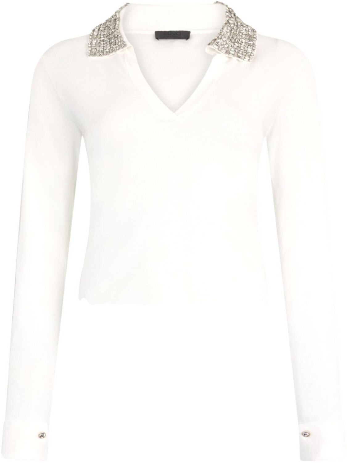 Белая рубашка поло с драгоценными камнями LIU JO, белый 
Белая рубашка поло с драгоценными камнями LIU JO, белый