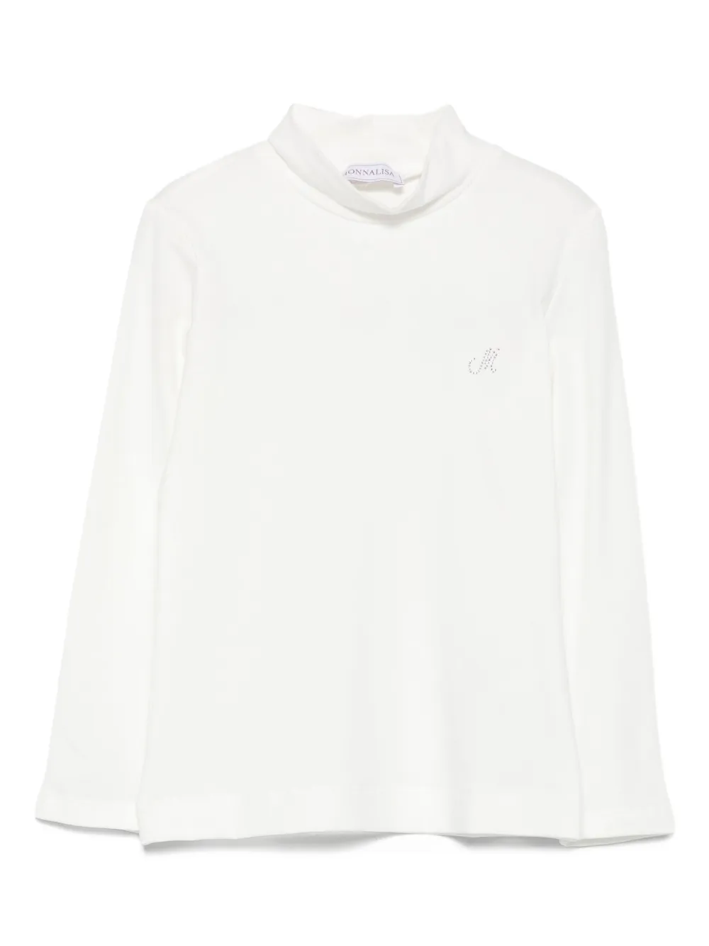 Топ с высоким воротником и стразами Monnalisa, белый
Топ с высоким воротником и стразами Monnalisa, белый