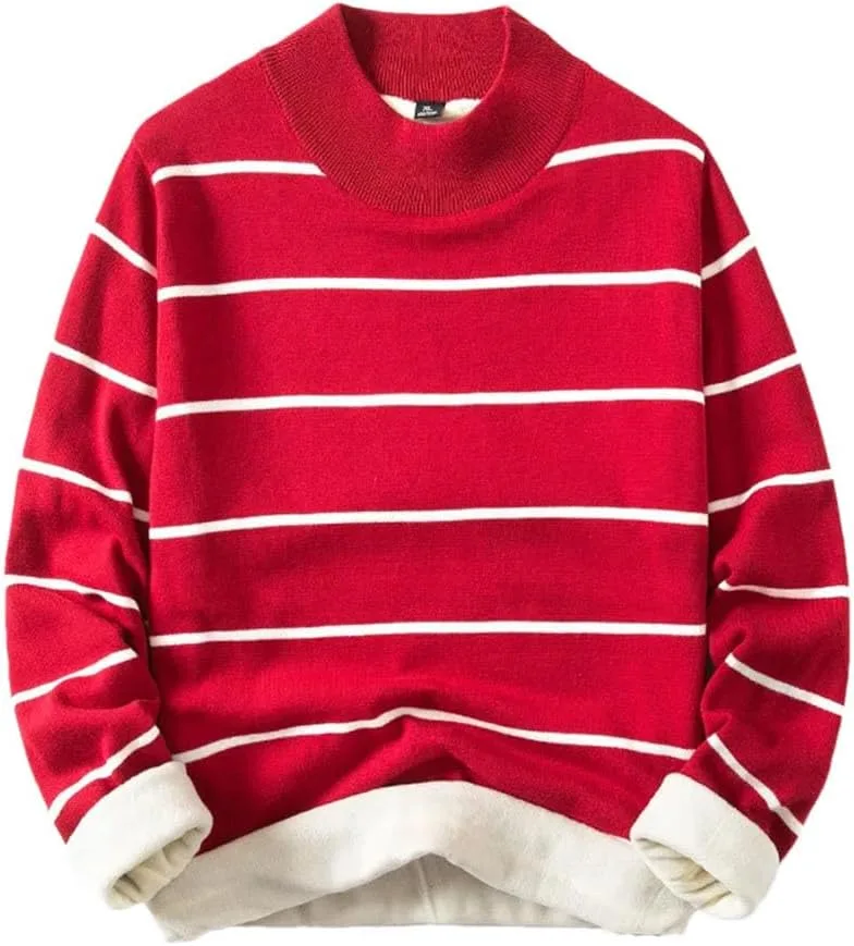Мужской полосатый вязаный пуловер с круглым вырезом
Мужской полосатый вязаный пуловер с круглым вырезом