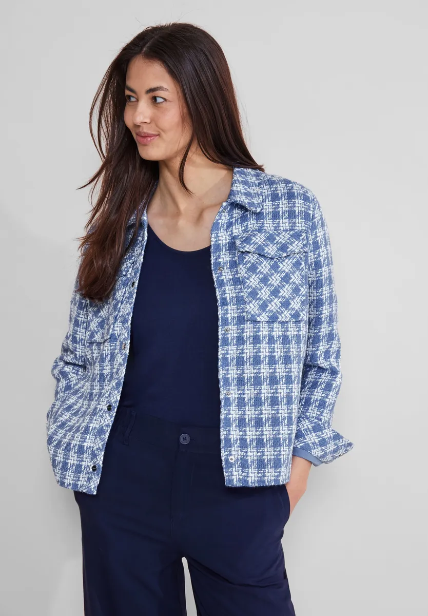 STREET ONE короткая куртка без капюшона в клетку, синий 
STREET ONE короткая куртка без капюшона в клетку, синий