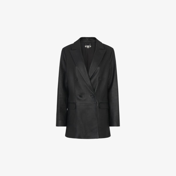 Двубортный кожаный пиджак Aliza Whistles, черный
Двубортный кожаный пиджак Aliza Whistles, черный