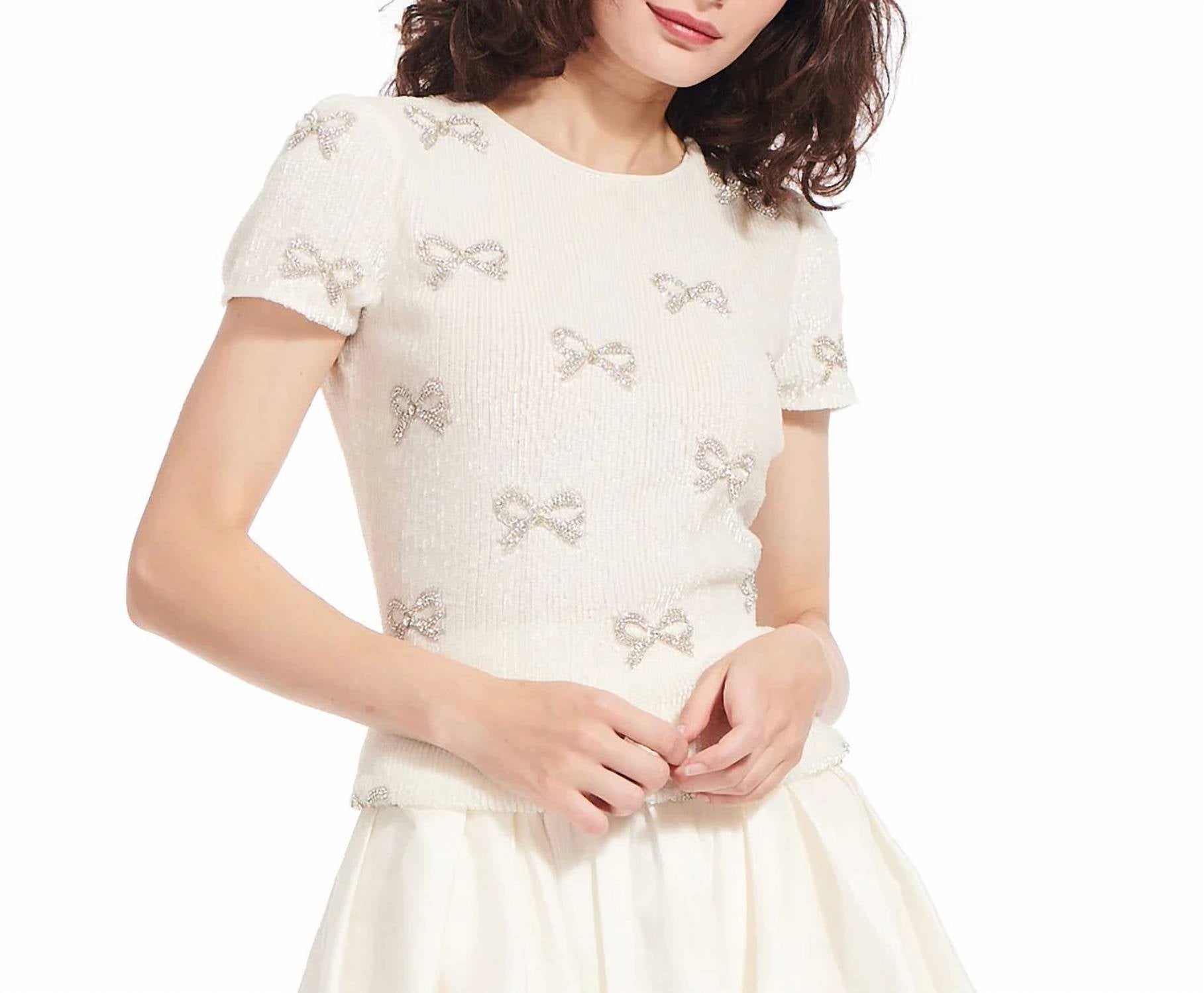 Топ с бантом и пайетками в цвете айвори EMILY SHALANT, слоновая кость
Топ с бантом и пайетками в цвете айвори EMILY SHALANT, слоновая кость