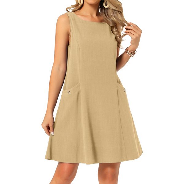 Женское льняное платье-сарафан летнее без рукавов свободное мини с карманами Inspire Chic, Khaki
Женское льняное платье-сарафан летнее без рукавов свободное мини с карманами Inspire Chic, Khaki