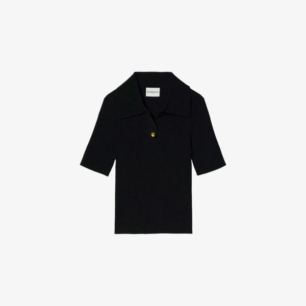 Поло Claudie Pierlot вязаное укороченное с декоративной пуговицей, черный
Поло Claudie Pierlot вязаное укороченное с декоративной пуговицей, черный