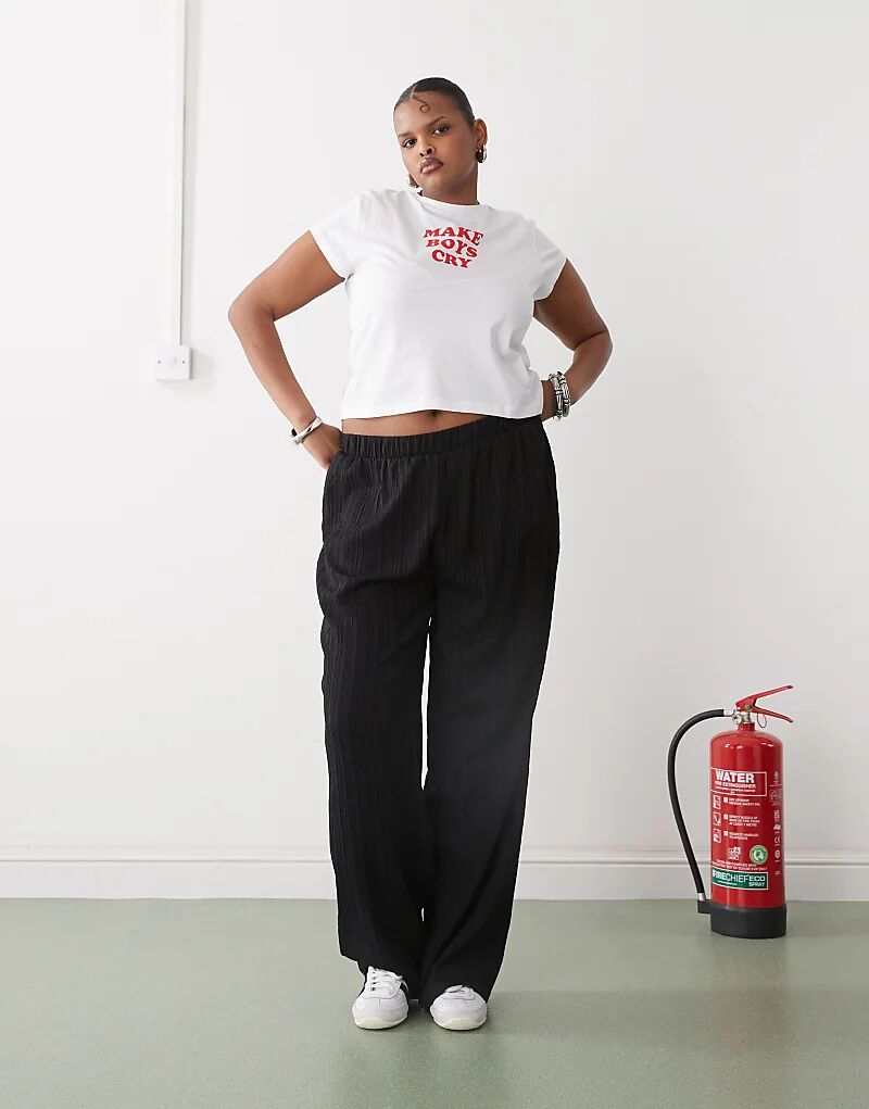 Широкие фактурные брюки черного цвета Noisy May
Широкие фактурные брюки черного цвета Noisy May