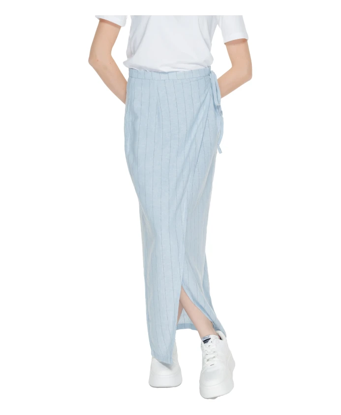 Юбка из смесового льна и кружева синего цвета в тонкую полоску Vero Moda, синий 
Юбка из смесового льна и кружева синего цвета в тонкую полоску Vero Moda, синий