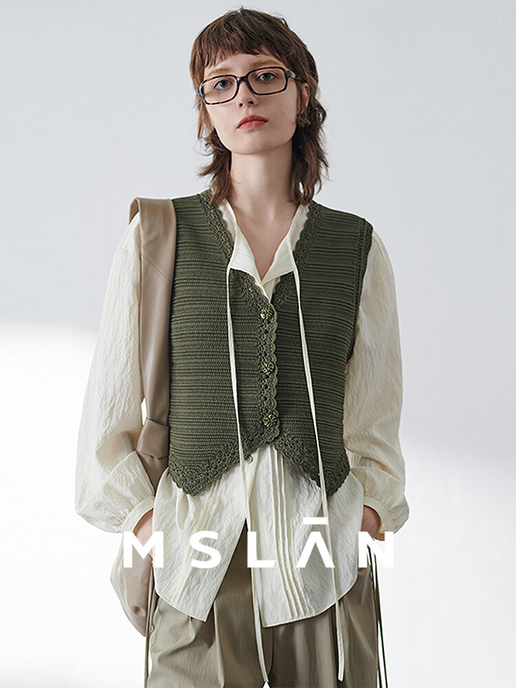 Жилет вязаный MSlan с V-образным вырезом, серо-зеленый
Жилет вязаный MSlan с V-образным вырезом, серо-зеленый