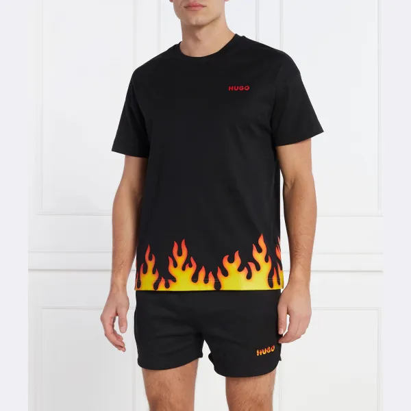 Короткая пижама Hugo Flames стандартного кроя Hugo, черный 
Короткая пижама Hugo Flames стандартного кроя Hugo, черный