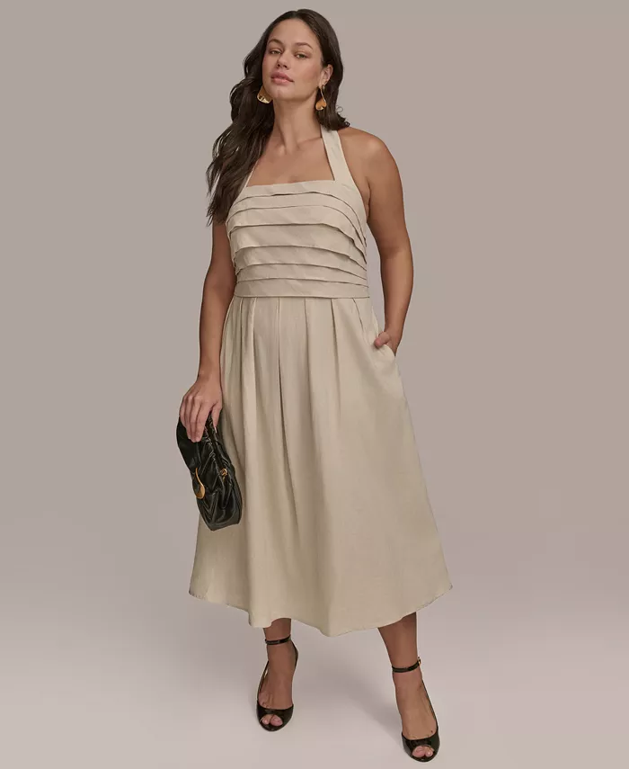 Платье миди больших размеров с плиссированным лифом и халтер-бретелькой Donna Karan New York, коричневый/бежевый
Платье миди больших размеров с плиссированным лифом и халтер-бретелькой Donna Karan New York, коричневый/бежевый