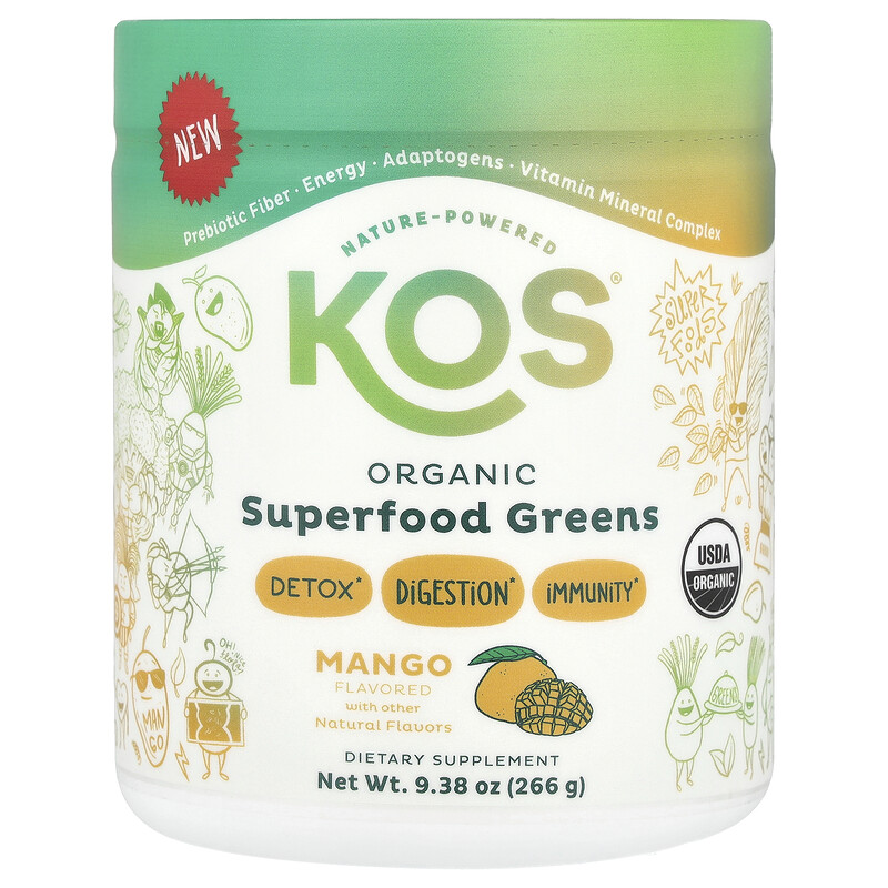 KOS, Organic Superfood Greens, манго, 266 г (9,38 унции)
KOS, Organic Superfood Greens, манго, 266 г (9,38 унции)