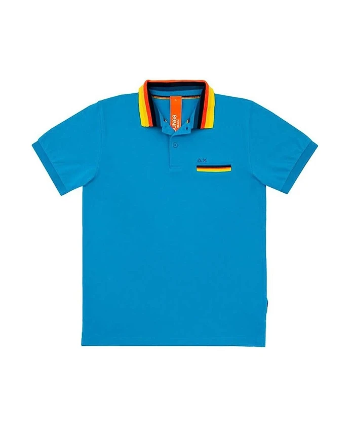 Синяя полосатая рубашка-поло с воротником Sun68, синий
Синяя полосатая рубашка-поло с воротником Sun68, синий