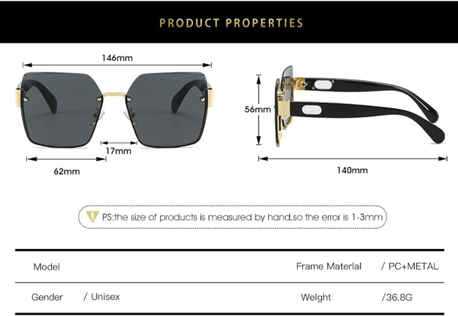 Модные солнцезащитные очки без оправы класса люкс для женщин и мужчин, для вождения на открытом воздухе, защита от УФ-излучения UV400 TKKTLLT, White Tea Pink
Модные солнцезащитные очки без оправы класса люкс для женщин и мужчин, для вождения на открытом воздухе, защита от УФ-излучения UV400 TKKTLLT, White Tea Pink