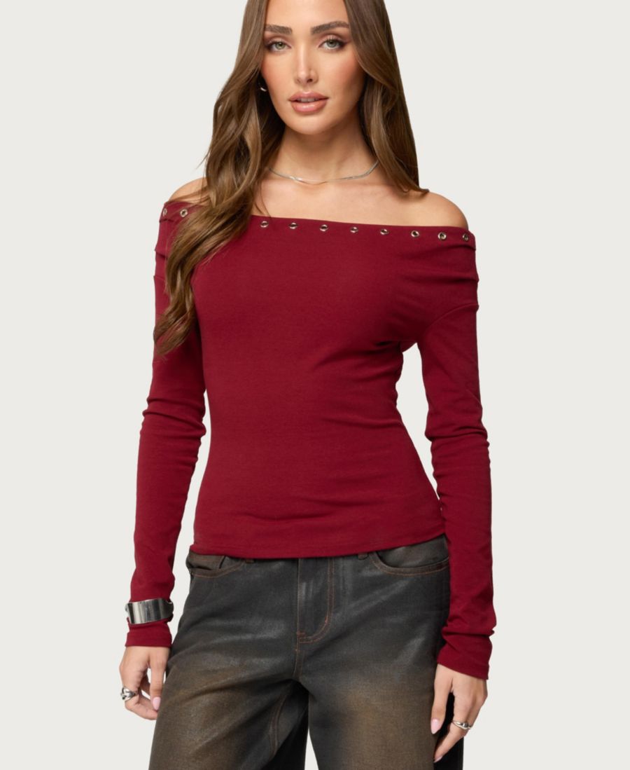 Женский топ Rebekka Grommet с открытыми плечами Edikted, Burgundy
Женский топ Rebekka Grommet с открытыми плечами Edikted, Burgundy