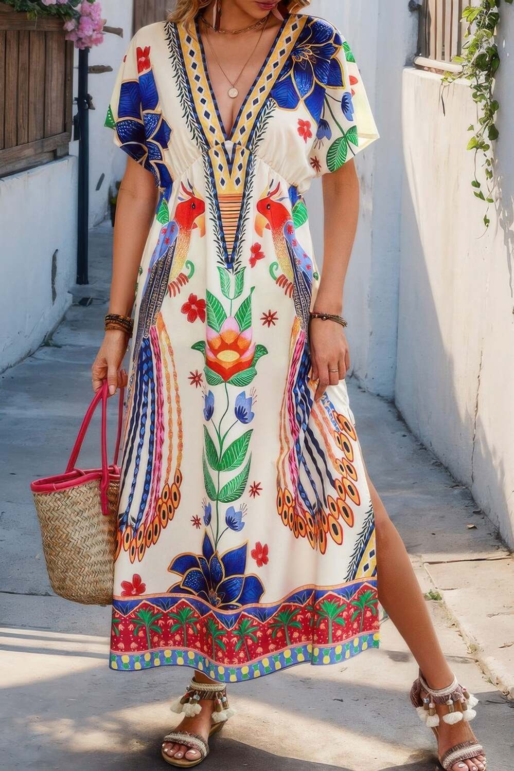 Цветочное платье с глубоким декольте и рукавами летучая мышь TRUEDAMES, бежевый
Цветочное платье с глубоким декольте и рукавами летучая мышь TRUEDAMES, бежевый