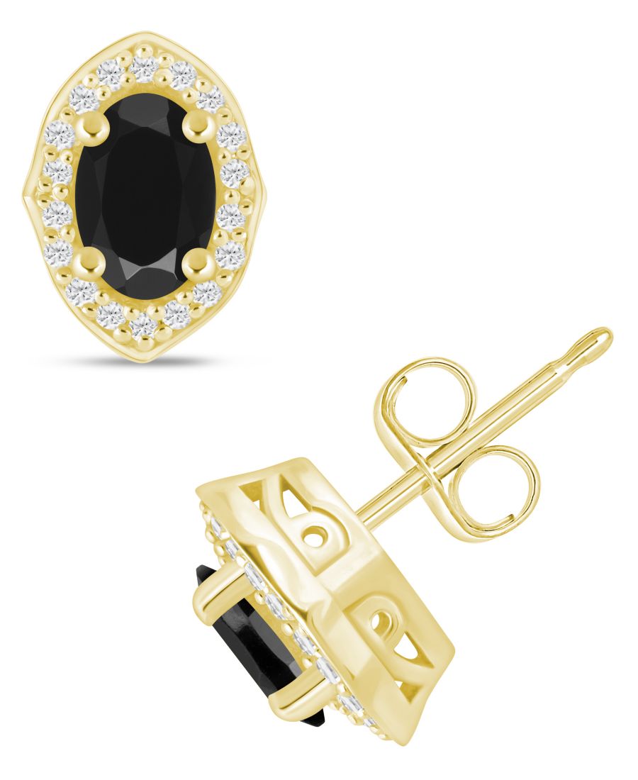 Серьги-гвоздики с бриллиантами и драгоценными камнями (общий вес 1/5 карата) в оправе из белого золота 10 карат (также доступны в оправе из желтого золота 10 карат) Macy's, Onyx
Серьги-гвоздики с бриллиантами и драгоценными камнями (общий вес 1/5 карата) в оправе из белого золота 10 карат (также доступны в оправе из желтого золота 10 карат) Macy's, Onyx