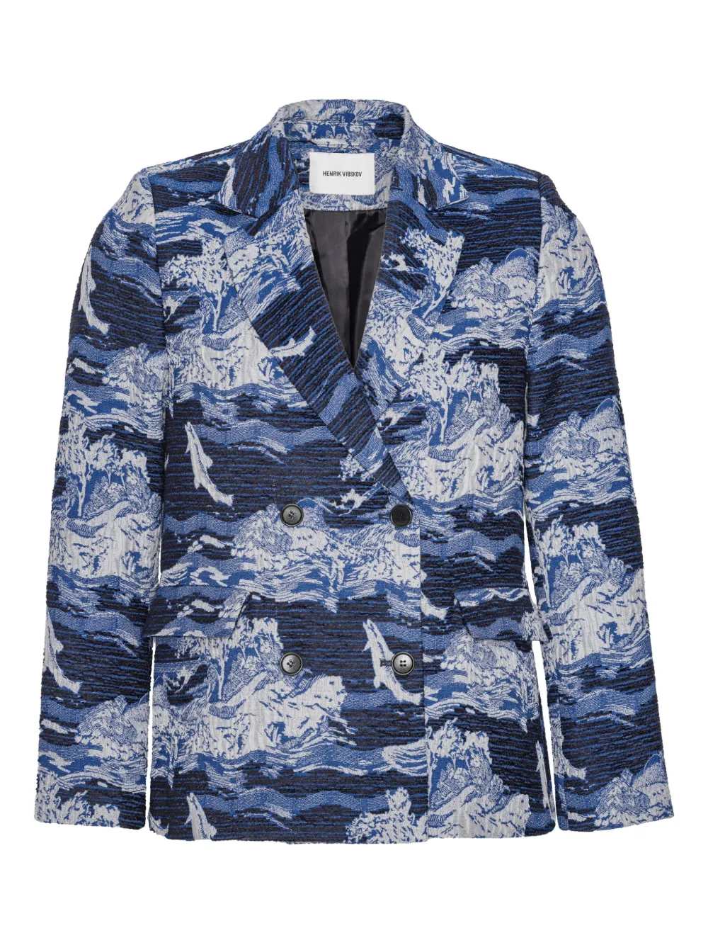 Двубортный пиджак с принтом Henrik Vibskov, синий
Двубортный пиджак с принтом Henrik Vibskov, синий