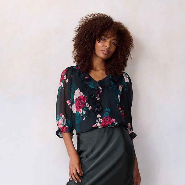 Блузка с 3/4 рукавом и рюшами на груди Lc Lauren Conrad, Lt Black Camilla
Блузка с 3/4 рукавом и рюшами на груди Lc Lauren Conrad, Lt Black Camilla