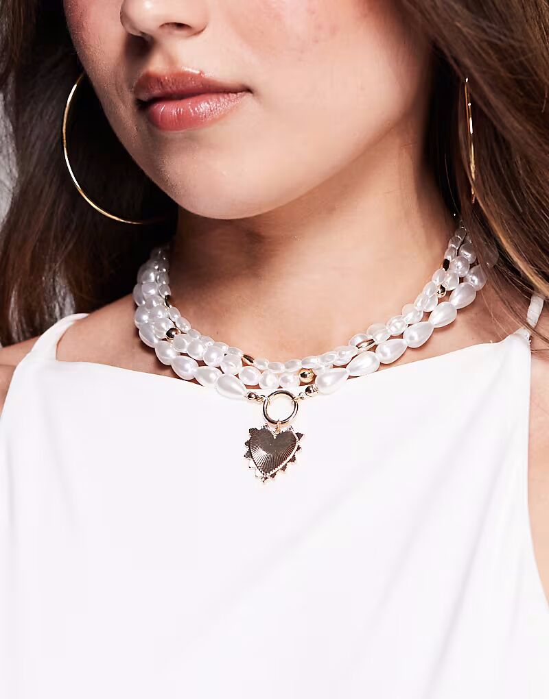 Жемчужное многослойное ожерелье с кулоном в форме сердца из золота 8 Other Reasons
Жемчужное многослойное ожерелье с кулоном в форме сердца из золота 8 Other Reasons