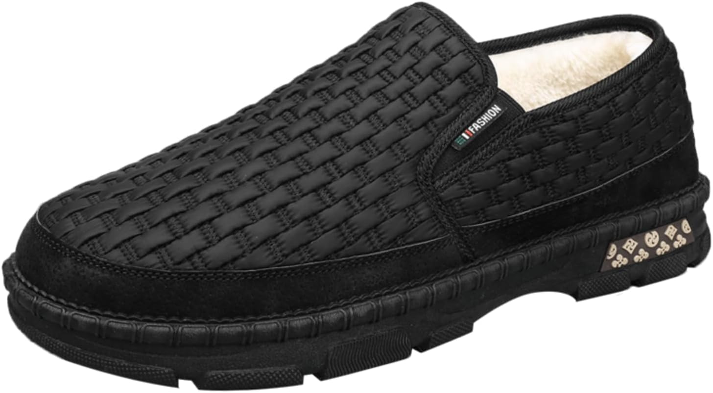 Мужские зимние слипоны с плетеным верхом, подкладкой из флиса для тепла, нескользящей подошвой, повседневная удобная обувь, идеально подходят для холодных дней Khwfjas, черный
Мужские зимние слипоны с плетеным верхом, подкладкой из флиса для тепла, нескользящей подошвой, повседневная удобная обувь, идеально подходят для холодных дней Khwfjas, черный