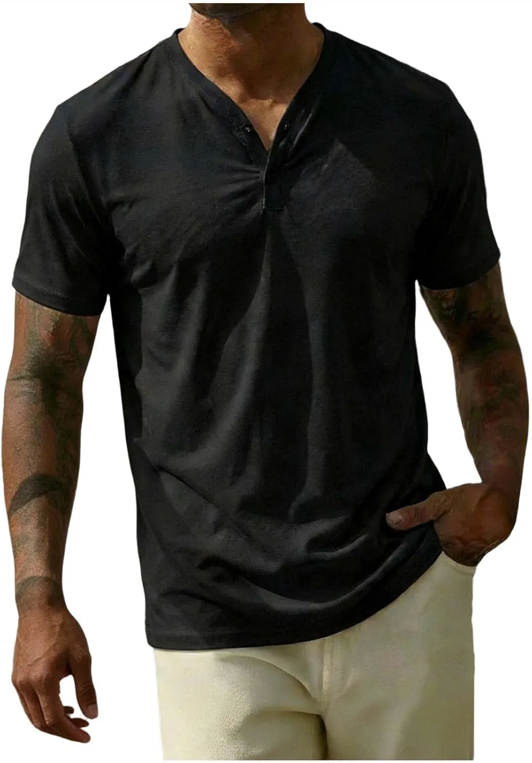 Мужская футболка хенли с коротким рукавом и V-образным вырезом FOCLMP
Мужская футболка хенли с коротким рукавом и V-образным вырезом FOCLMP