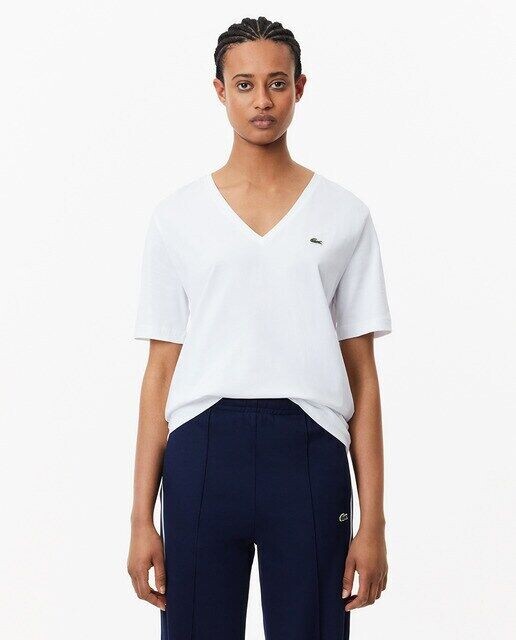 Футболка свободного кроя с V-образным вырезом из мягкого хлопкового трикотажа Lacoste, белый
Футболка свободного кроя с V-образным вырезом из мягкого хлопкового трикотажа Lacoste, белый