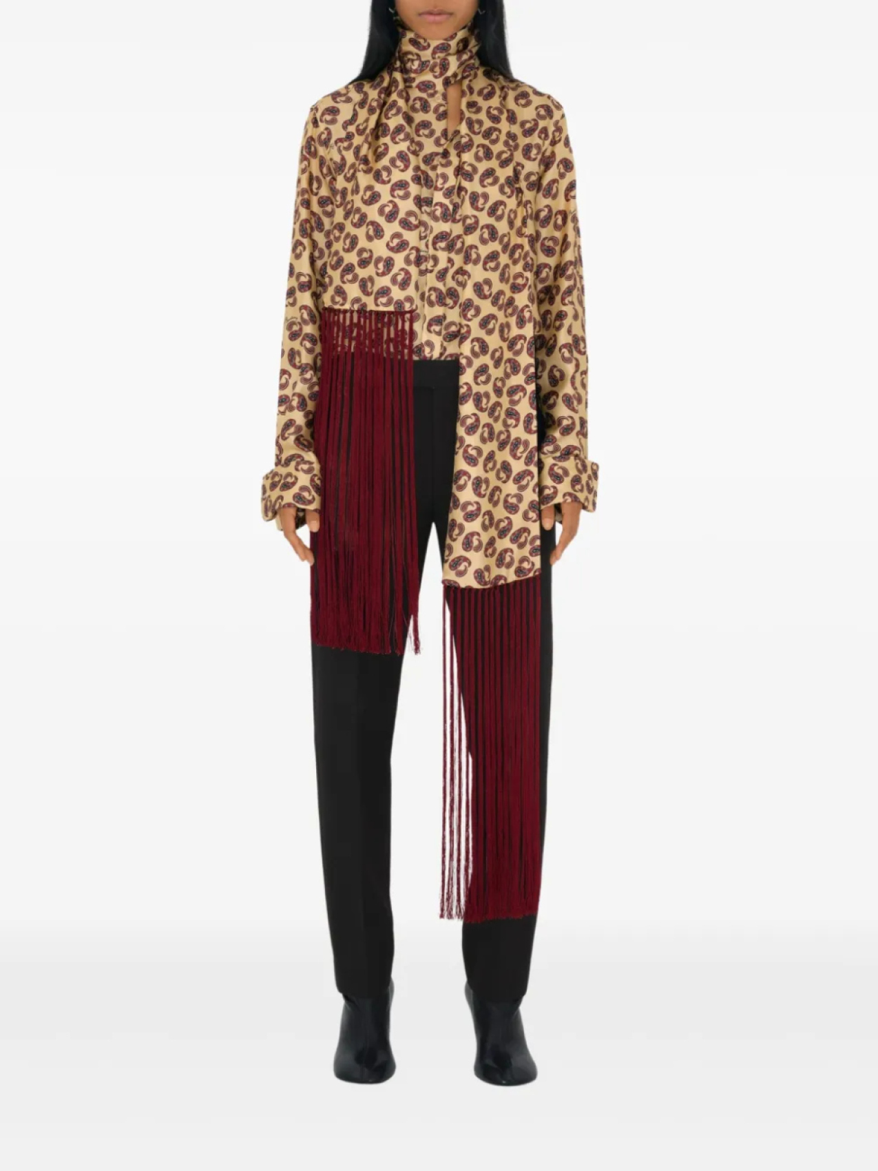 Шелковая рубашка с принтом пейсли Burberry, нейтральный 
Шелковая рубашка с принтом пейсли Burberry, нейтральный