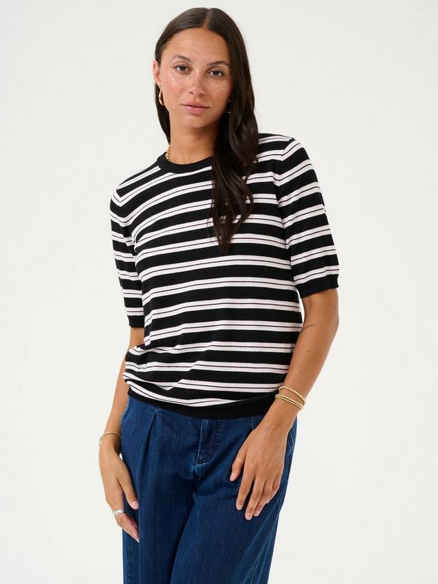 Джемпер с коротким рукавом в полоску от lizza KAFFE, черный/белый
Джемпер с коротким рукавом в полоску от lizza KAFFE, черный/белый