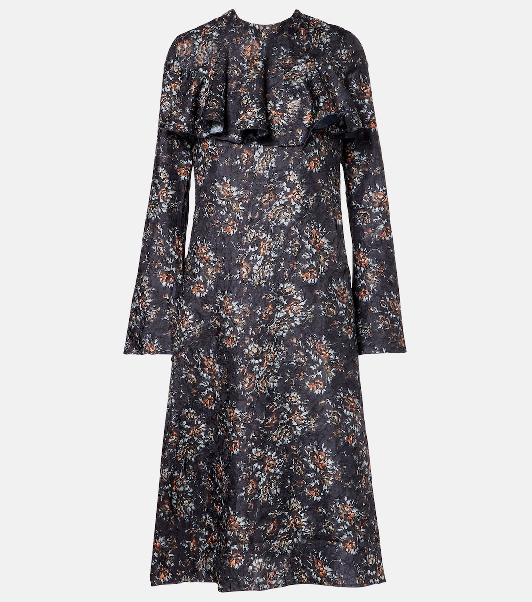 Платье миди с цветочным принтом и оборками Ganni, черный
Платье миди с цветочным принтом и оборками Ganni, черный