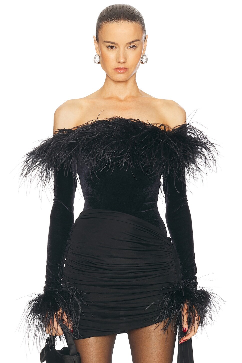 Бархатное боди с оперением Oseree, черный
Бархатное боди с оперением Oseree, черный