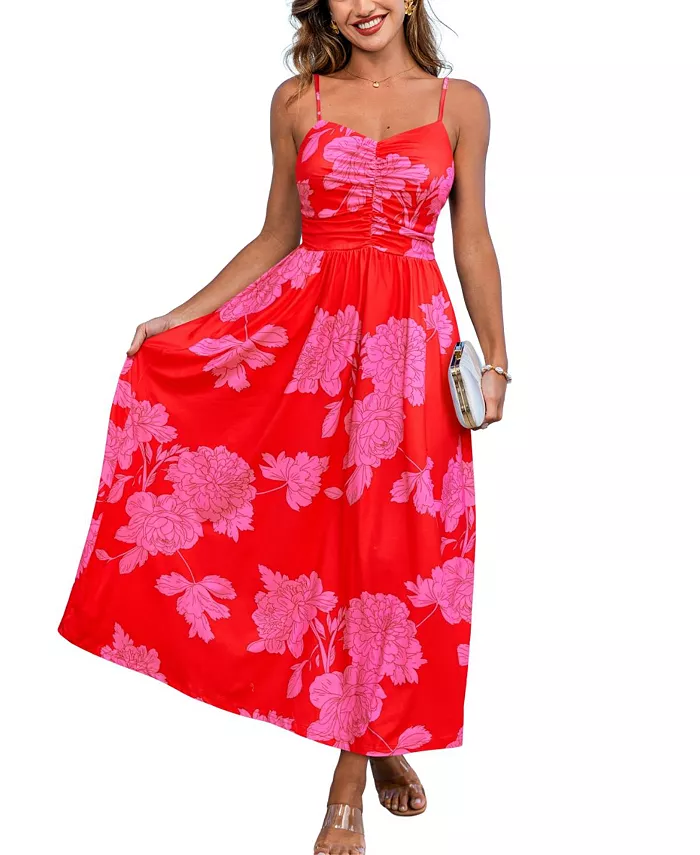 Женское пляжное платье макси с цветочным принтом и мягкими боками Cupshe, розовый 
Женское пляжное платье макси с цветочным принтом и мягкими боками Cupshe, розовый