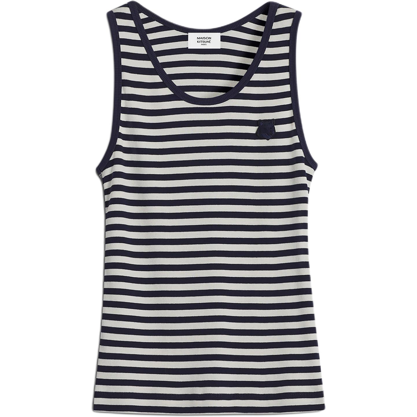 Майка с полосками и аппликацией в виде лисьей головы от Maison Kitsuné Maison Kitsune, синий
Майка с полосками и аппликацией в виде лисьей головы от Maison Kitsuné Maison Kitsune, синий