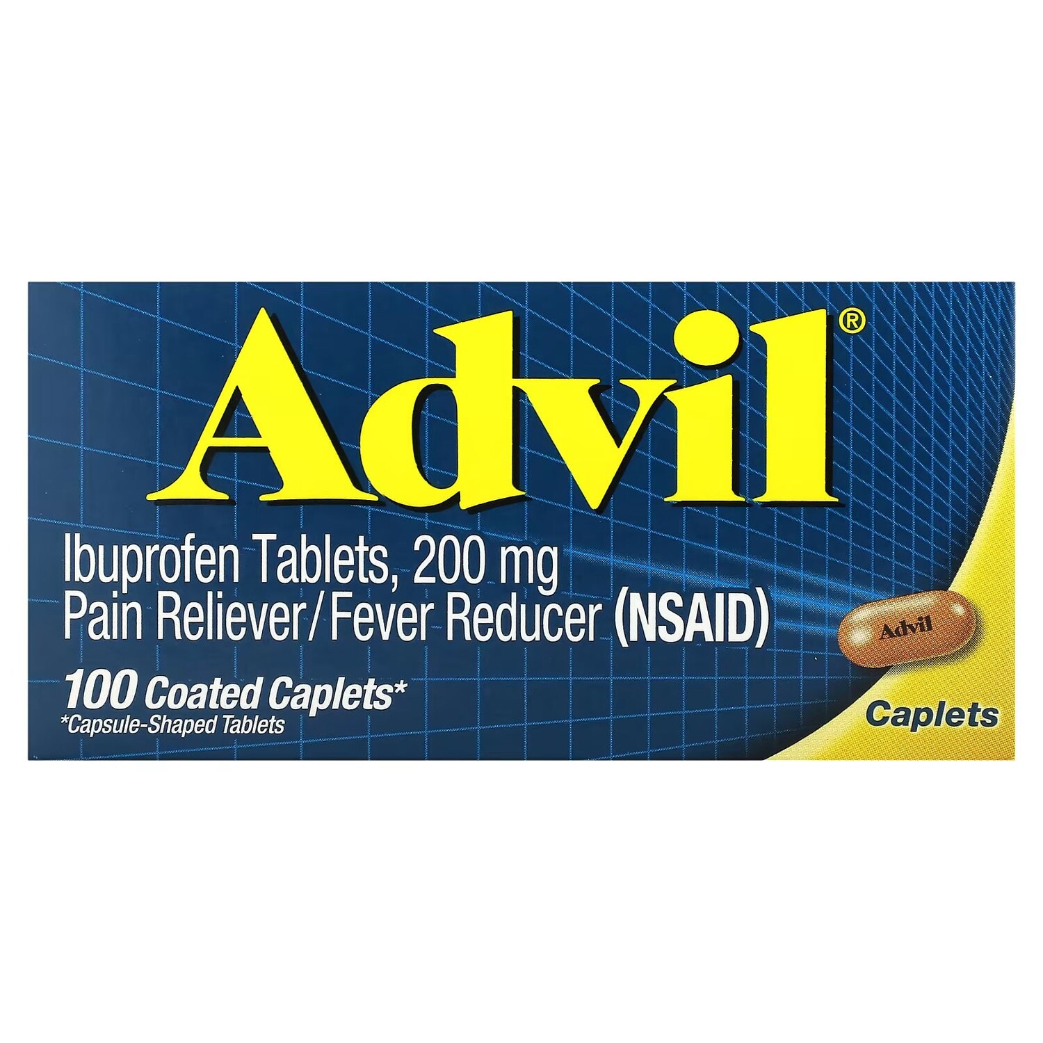 Таблетки ибупрофена, 200 мг, 100 капсул, покрытых оболочкой Advil
Таблетки ибупрофена, 200 мг, 100 капсул, покрытых оболочкой Advil