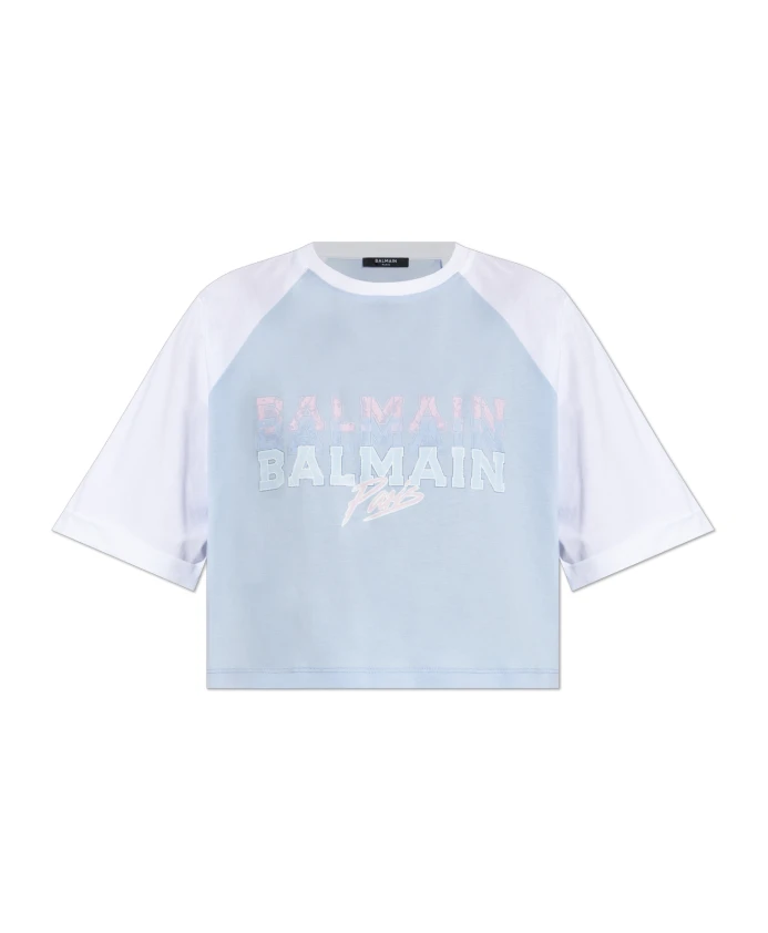 Короткая, свободная футболка Balmain, синий
Короткая, свободная футболка Balmain, синий
