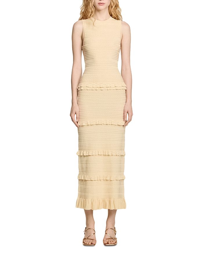 Вязаное макси-платье с рюшами Sandro, желтый
Вязаное макси-платье с рюшами Sandro, желтый