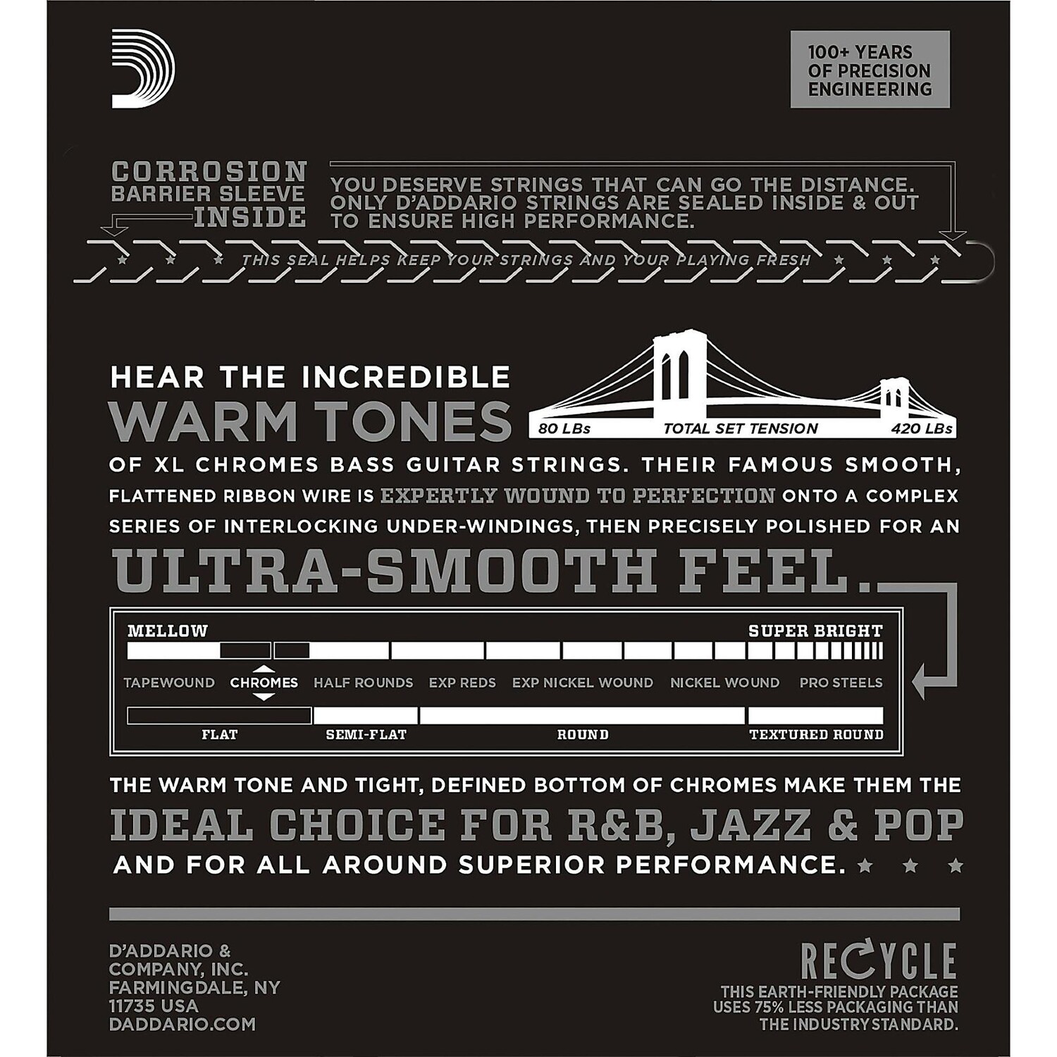 D'Addario ECB81SL Chrome Bass FW Набор мягких сверхдлинных струн
D'Addario ECB81SL Chrome Bass FW Набор мягких сверхдлинных струн