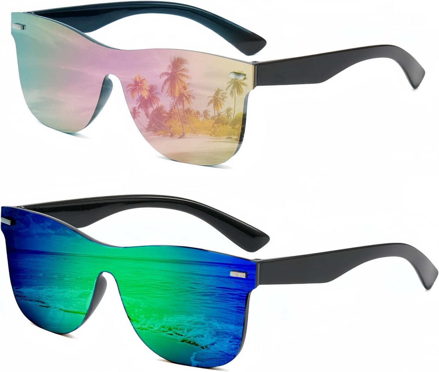 Солнцезащитные очки UV400 без оправы с цельными линзами и светоотражающими элементами — цветные зеркальные солнцезащитные очки для мужчин и женщин (2 шт.) swanoble, Black Frame/Pink Lens+black Frame/Green Lens
Солнцезащитные очки UV400 без оправы с цельными линзами и светоотражающими элементами — цветные зеркальные солнцезащитные очки для мужчин и женщин (2 шт.) swanoble, Black Frame/Pink Lens+black Frame/Green Lens