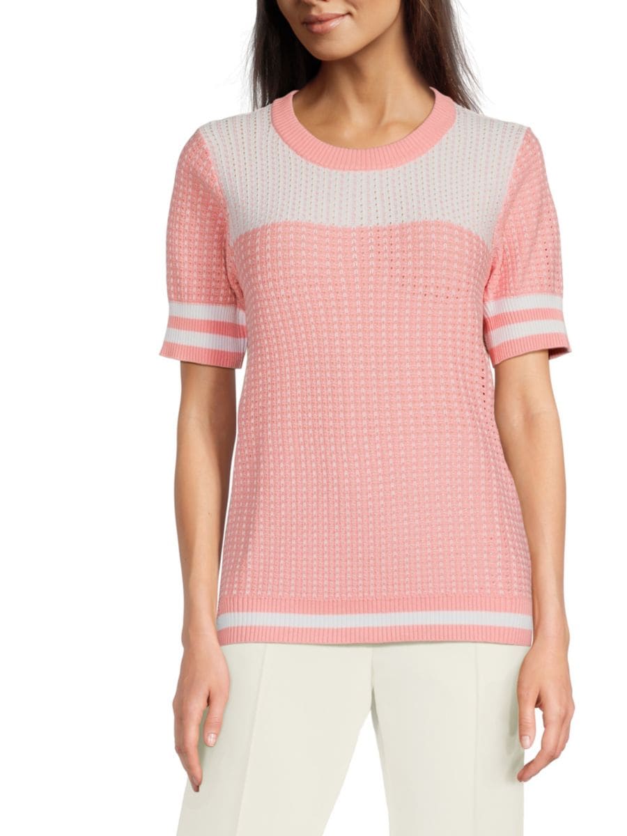 Свитер с короткими рукавами ажурной вязки Joseph A, цвет Pink Icing
Свитер с короткими рукавами ажурной вязки Joseph A, цвет Pink Icing