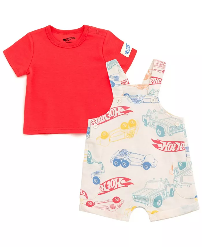 Комплект для мальчиков: комбинезон с квадратным вырезом и футболка из велюра Baby Boys French Terry Hot Wheels, мультиколор 
Комплект для мальчиков: комбинезон с квадратным вырезом и футболка из велюра Baby Boys French Terry Hot Wheels, мультиколор