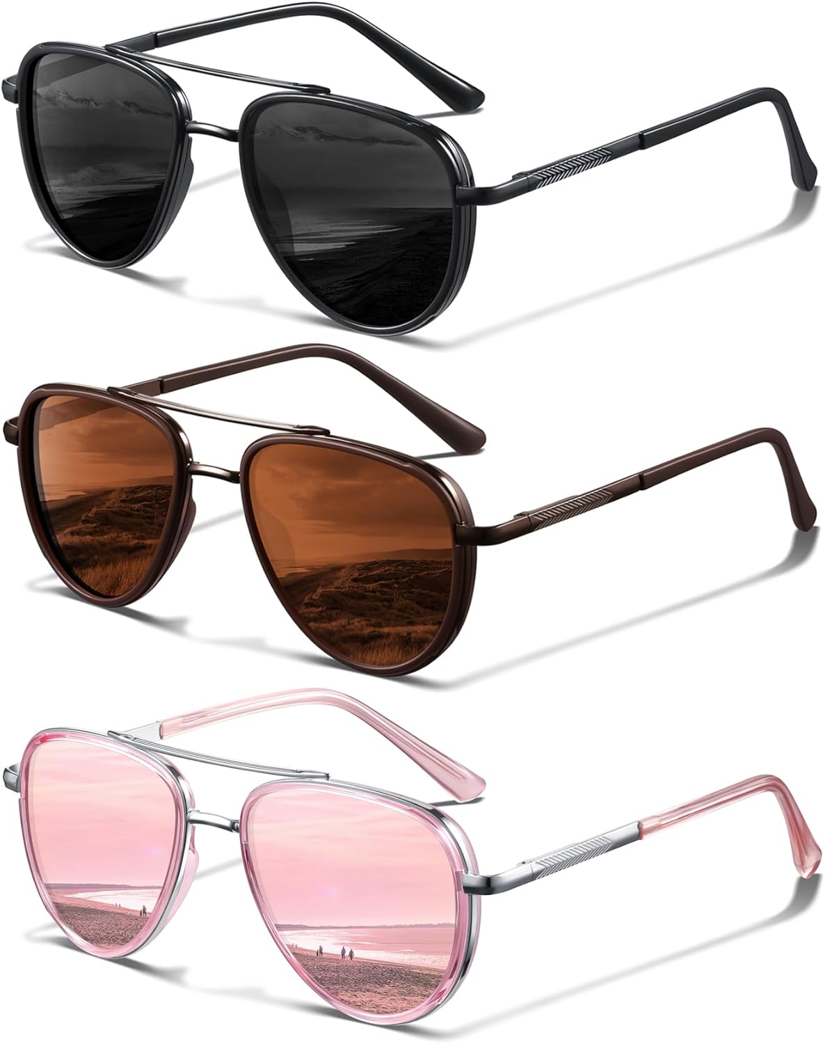 Поляризованные солнцезащитные очки-авиаторы KUGUAOK для женщин и мужчин, защита от УФ-излучения, для бега и активного отдыха, не спутываются, винтажный стиль, Black+brown+pink
Поляризованные солнцезащитные очки-авиаторы KUGUAOK для женщин и мужчин, защита от УФ-излучения, для бега и активного отдыха, не спутываются, винтажный стиль, Black+brown+pink