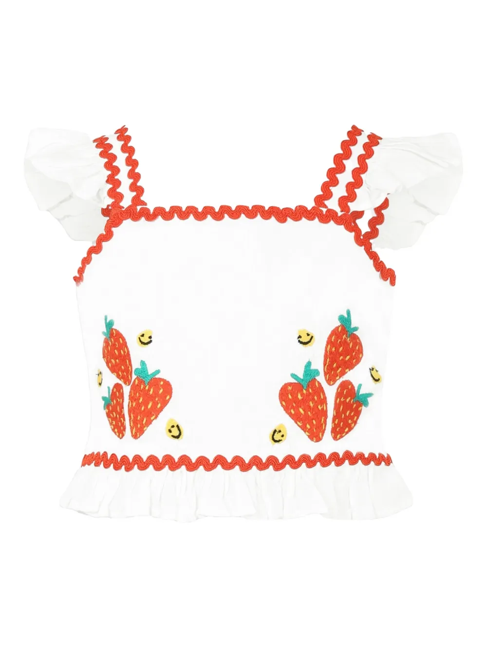 Блузка с рукавами кап и вышивкой Stella McCartney Kids, белый 
Блузка с рукавами кап и вышивкой Stella McCartney Kids, белый