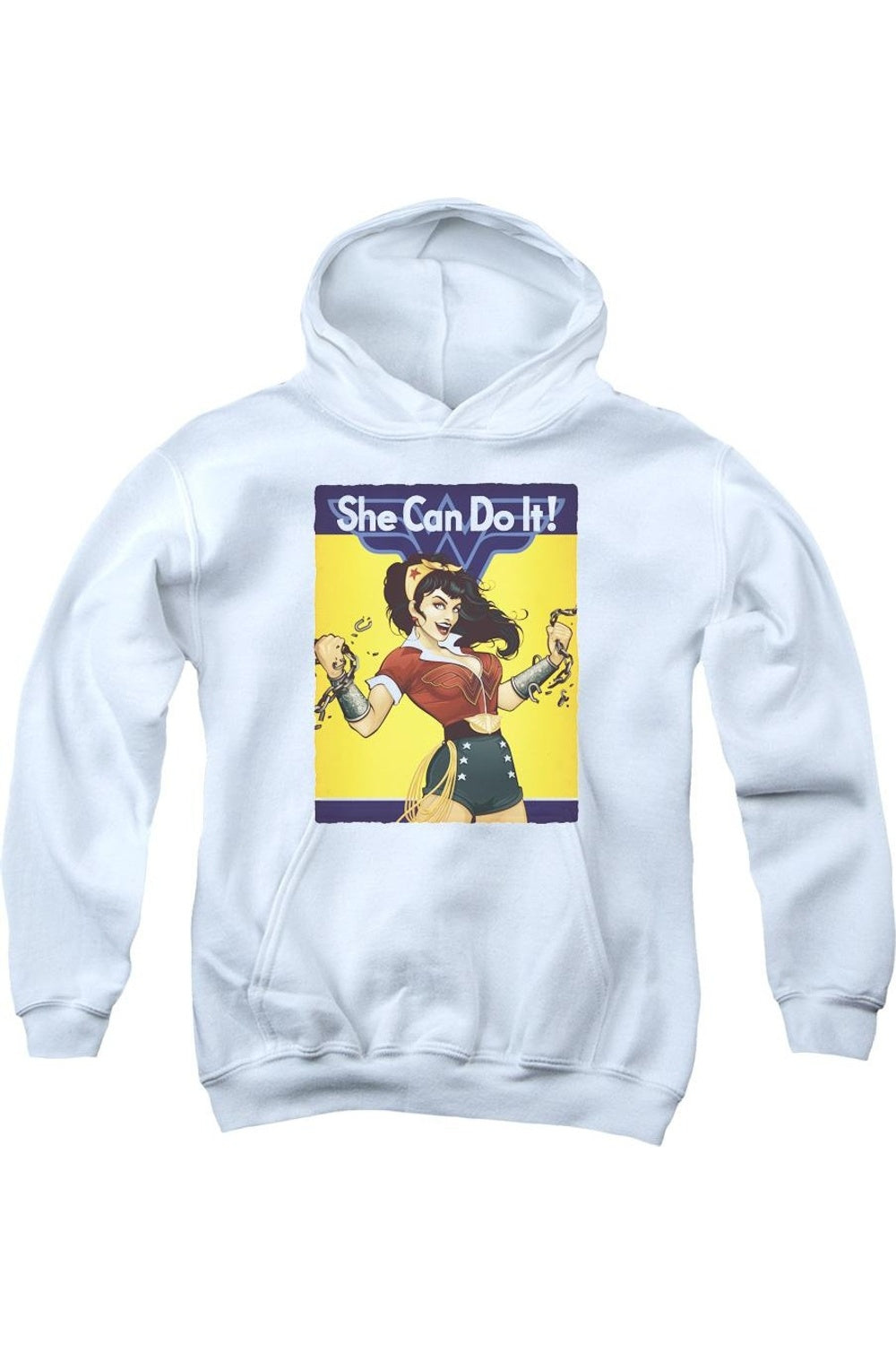 Толстовка с капюшоном Wonder Woman Bombshell из серии Justice League of America для молодежи Gildan, белый 
Толстовка с капюшоном Wonder Woman Bombshell из серии Justice League of America для молодежи Gildan, белый