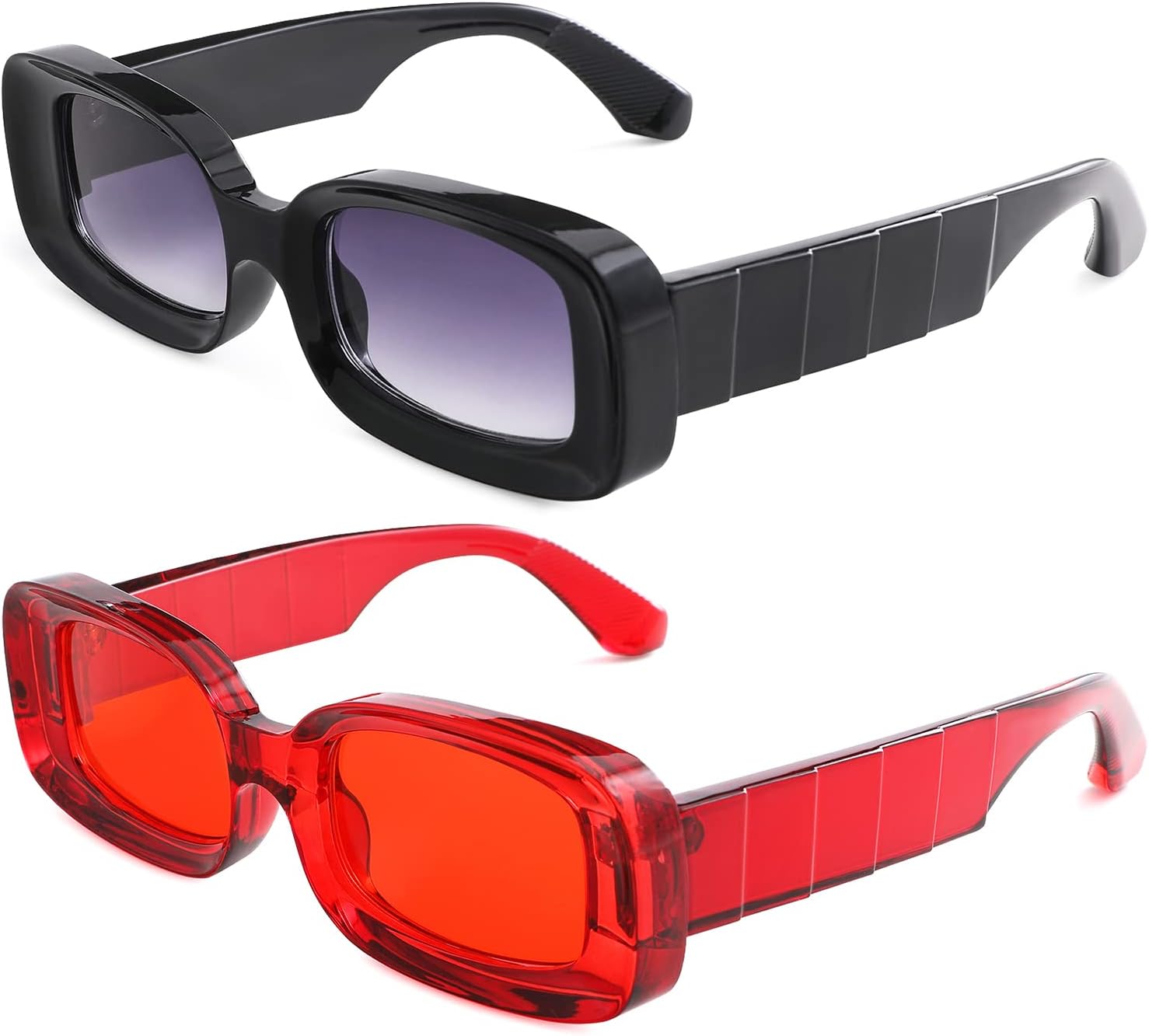 Солнцезащитные очки SCVGVER Y2K в стиле «модные прямоугольные» для женщин и мужчин, симпатичные квадратные солнцезащитные очки в стиле 90-х, защита от УФ-излучения UV400, A1 - Bright Black Frame/Gray Lens + Red Frame/Red Lens
Солнцезащитные очки SCVGVER Y2K в стиле «модные прямоугольные» для женщин и мужчин, симпатичные квадратные солнцезащитные очки в стиле 90-х, защита от УФ-излучения UV400, A1 - Bright Black Frame/Gray Lens + Red Frame/Red Lens
