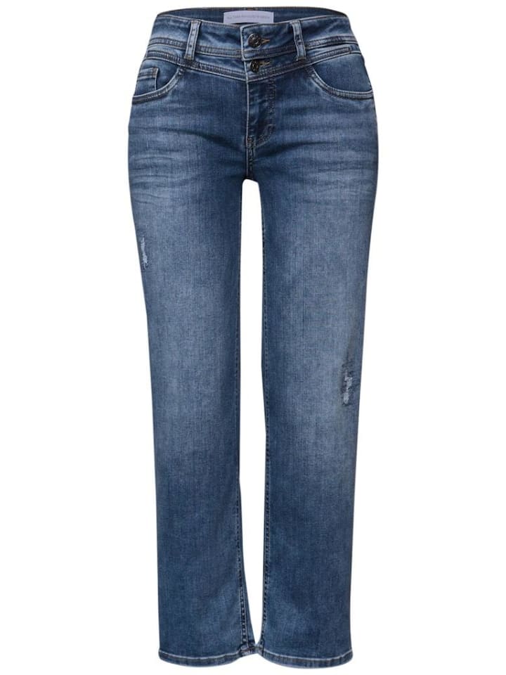 Джинсы средне-синего цвета, аутентичные, стираные Street One
Джинсы средне-синего цвета, аутентичные, стираные Street One