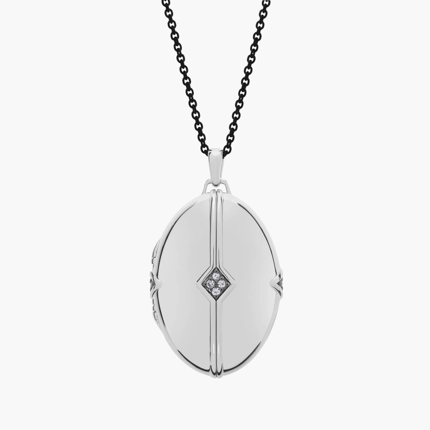 Большой эффектный медальон с деталями из белого сапфира из стерлингового серебра Blue Nile
Большой эффектный медальон с деталями из белого сапфира из стерлингового серебра Blue Nile