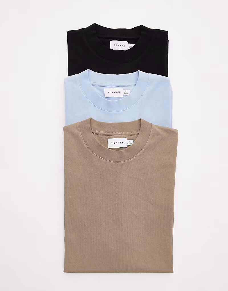 Упаковка из 3 футболок свободного кроя Topman черного, хаки и светло-голубого цветов
Упаковка из 3 футболок свободного кроя Topman черного, хаки и светло-голубого цветов