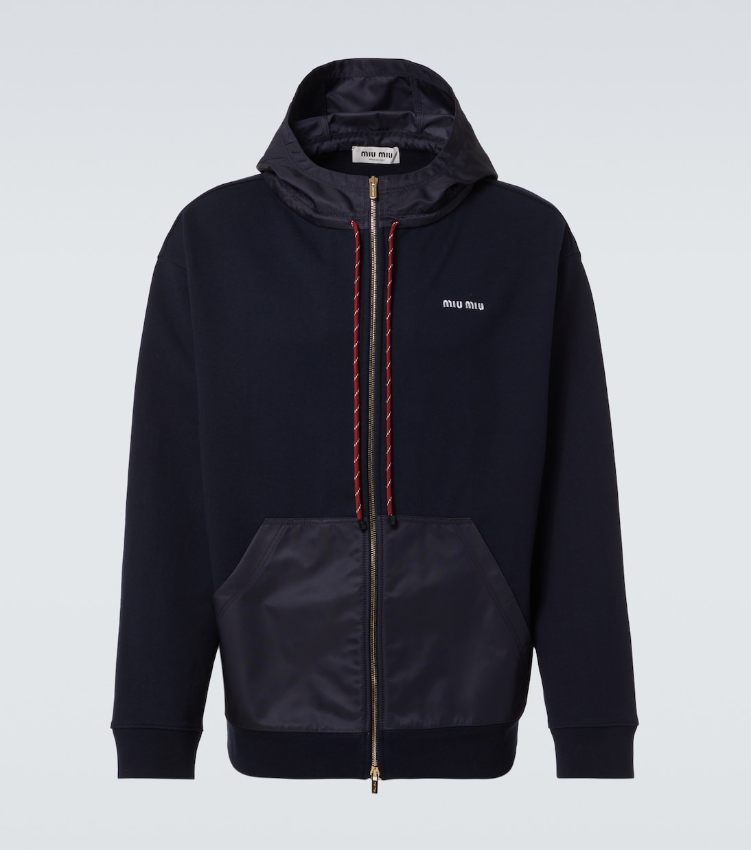 Хлопковая худи на молнии Miu Miu, синий
Хлопковая худи на молнии Miu Miu, синий