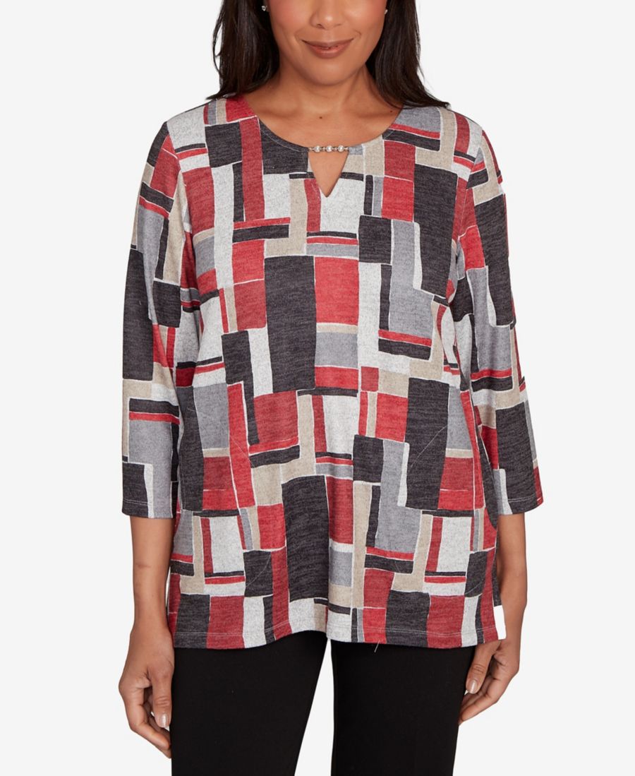 Классический женский топ с цветовыми блоками, разрезом и бисерным воротником Alfred Dunner, Black Multi
Классический женский топ с цветовыми блоками, разрезом и бисерным воротником Alfred Dunner, Black Multi