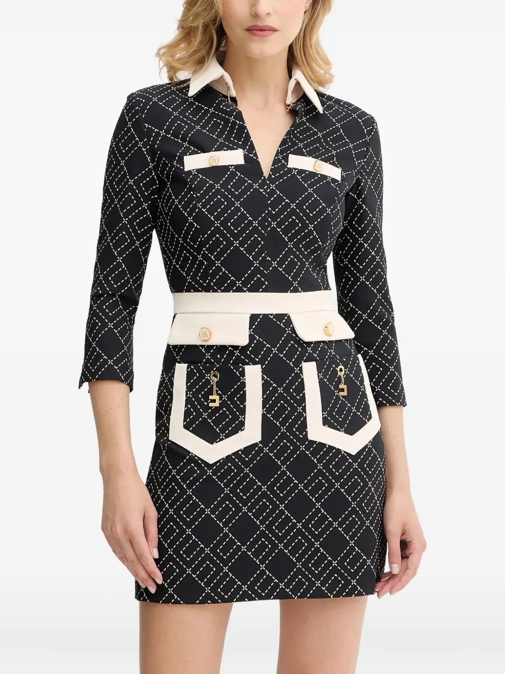 Мини-платье с V-образным вырезом Elisabetta Franchi, черный
Мини-платье с V-образным вырезом Elisabetta Franchi, черный